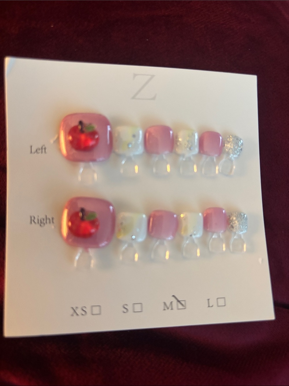 Kids Pink Apple Toe Nail Set by